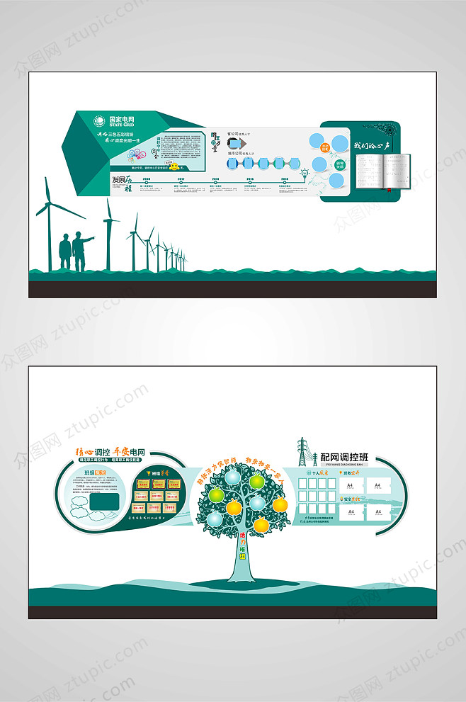 国家南方国家电网变电站班组文化墙创意设计图